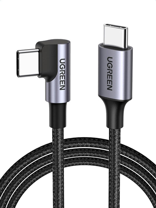Right Angle USB C Cable 6.6FT 2-Pack, 60W USB C to USB C Cable 90 Degree Type C Cable for Iphone 16/15, Macbook Pro/Air, Ipad Pro 2022/Air 5/Mini 6, Galaxy S24/S23/S22, Pixel 8/7, Switch